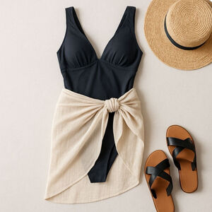 Old Navy Black Deep V One-Piece Swimsuit Sz M TALL | Beach Ready & Effortless